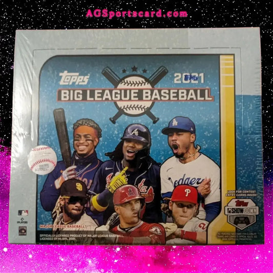 2021 Topps Big League Baseball Hobby Box - 18 Packs, 180 Cards, Featuring Stars Like Trout & Franco