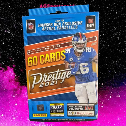 2021 Prestige Football 60 Card Hanger Box with Exclusive Astral Parallels and Unique Collector's Cards