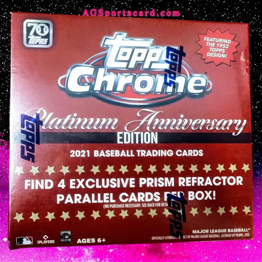 2021 Topps Chrome Platinum Anniversary Baseball Mega Box with 4 Refractors & Top Players