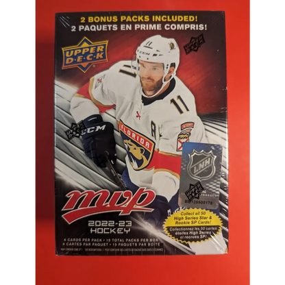 2022-23 Upper Deck MVP Hockey Blaster Box - 15 Packs Plus 2 Bonus Packs with 90 NHL Cards