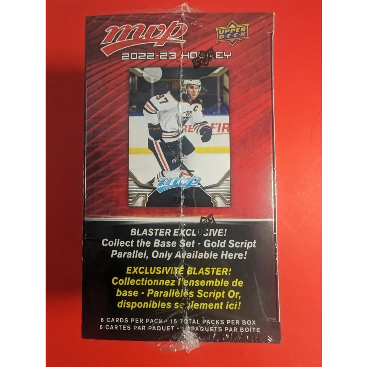 2022-23 Upper Deck MVP Hockey Blaster Box - 15 Packs Plus 2 Bonus Packs with 90 NHL Cards