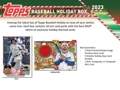 2023 Topps Holiday Baseball Mega Box – 10 Packs, 5 Metallic Parallels, 1 Autograph/Relic Included