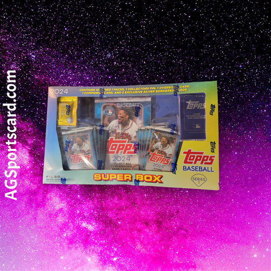 a box of topps baseball cards on a purple and blue background