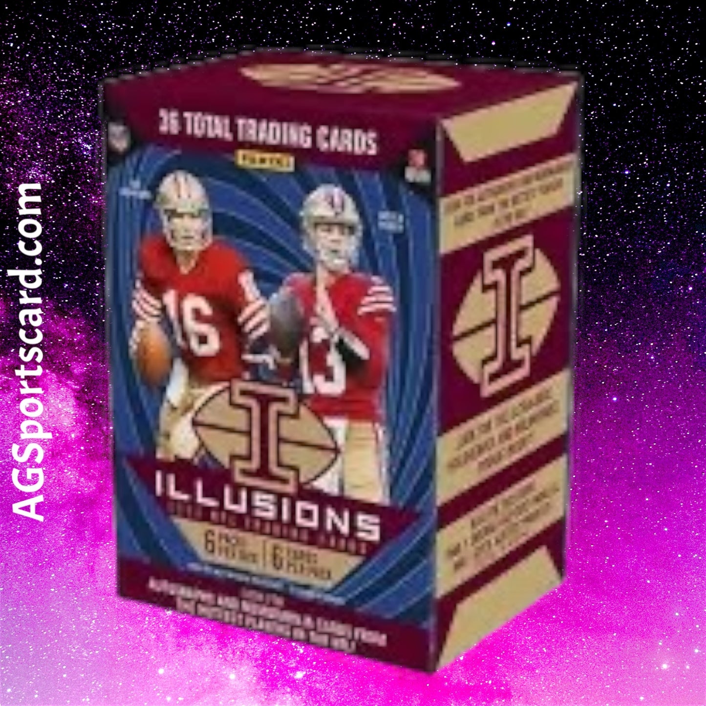 a cardboard box with a football card inside of it