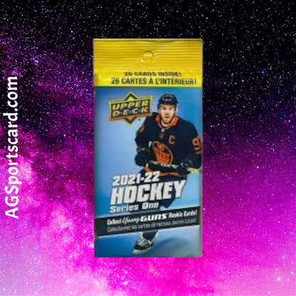 a hockey card with a picture of a hockey player on it