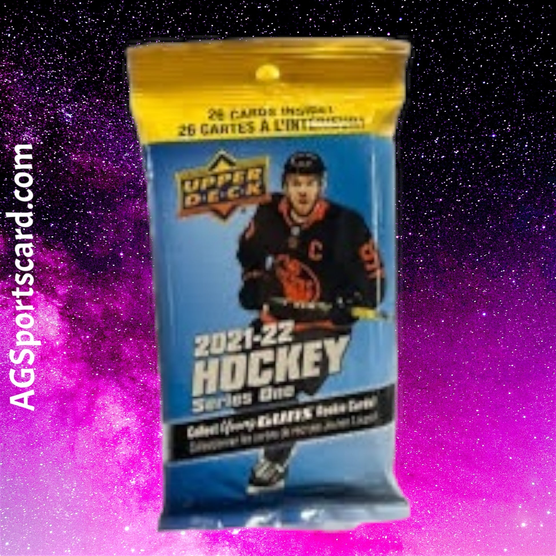 a package of hockey cards with a picture of a hockey player