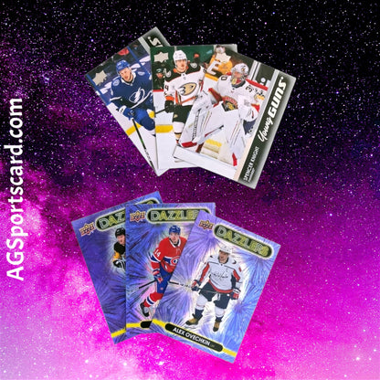 a group of hockey cards sitting on top of each other