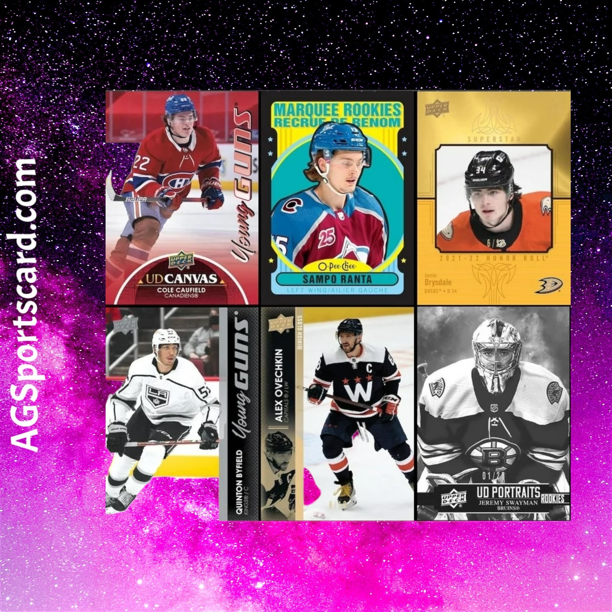 a group of hockey cards with the names of each team