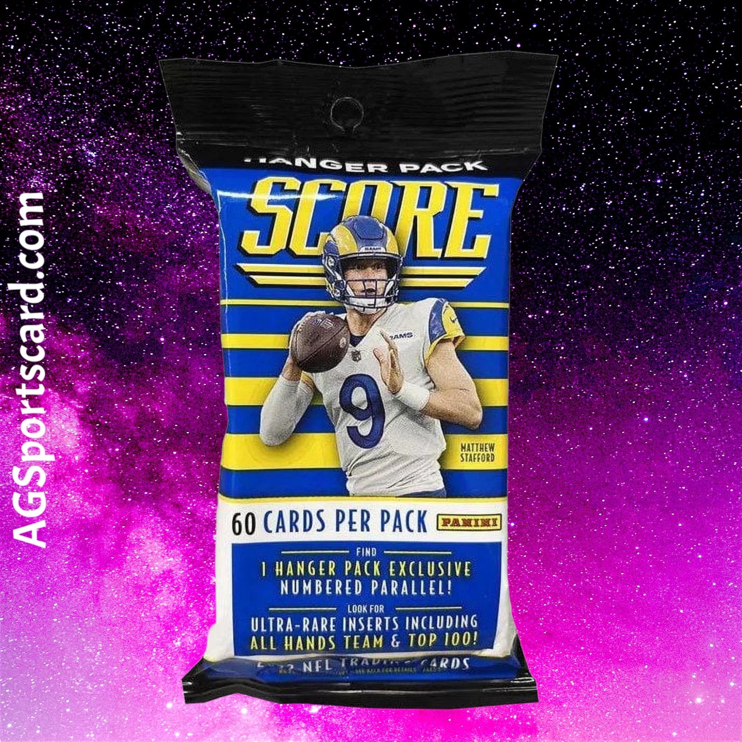 a packaged package of a football player on a galaxy background