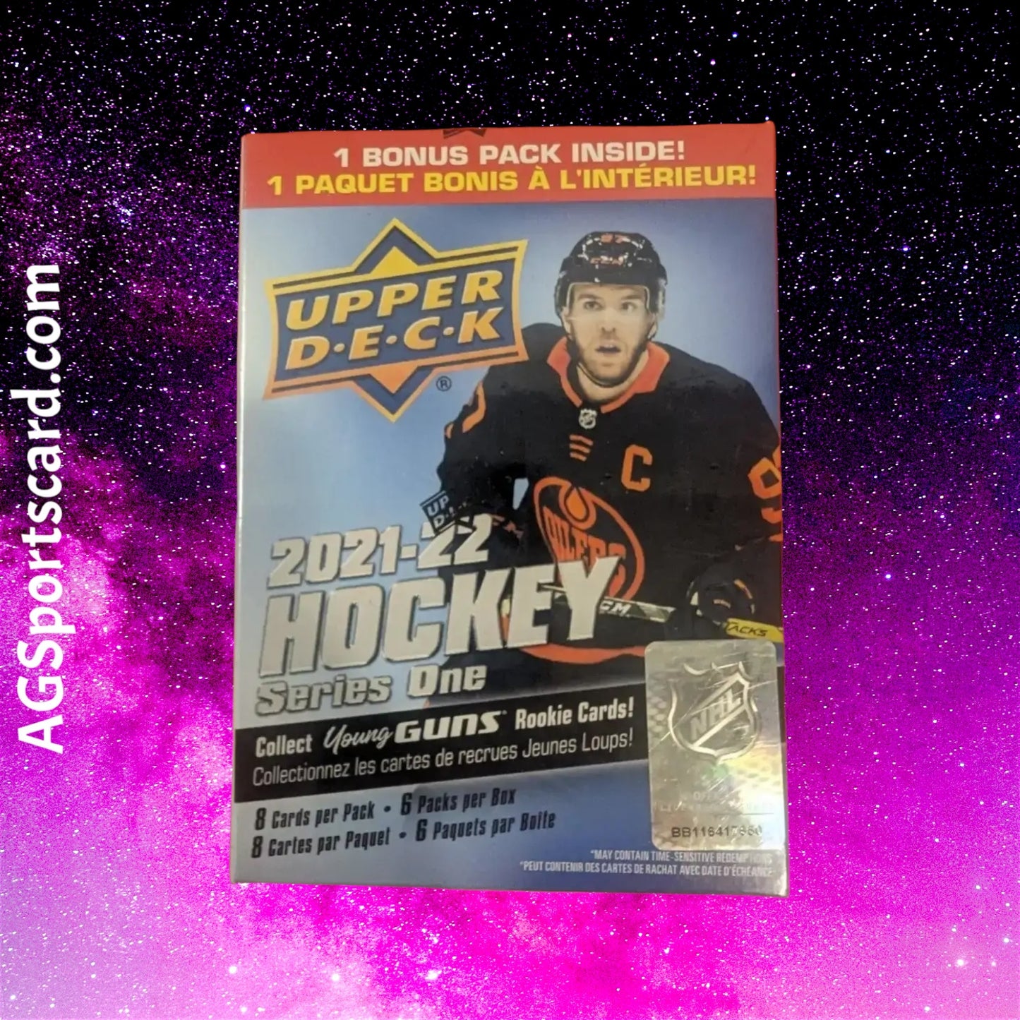 a hockey card with a picture of a hockey player on it