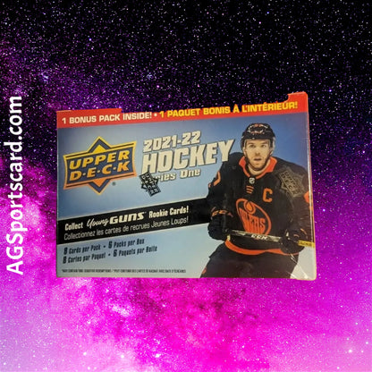 a hockey card with a picture of a hockey player on it