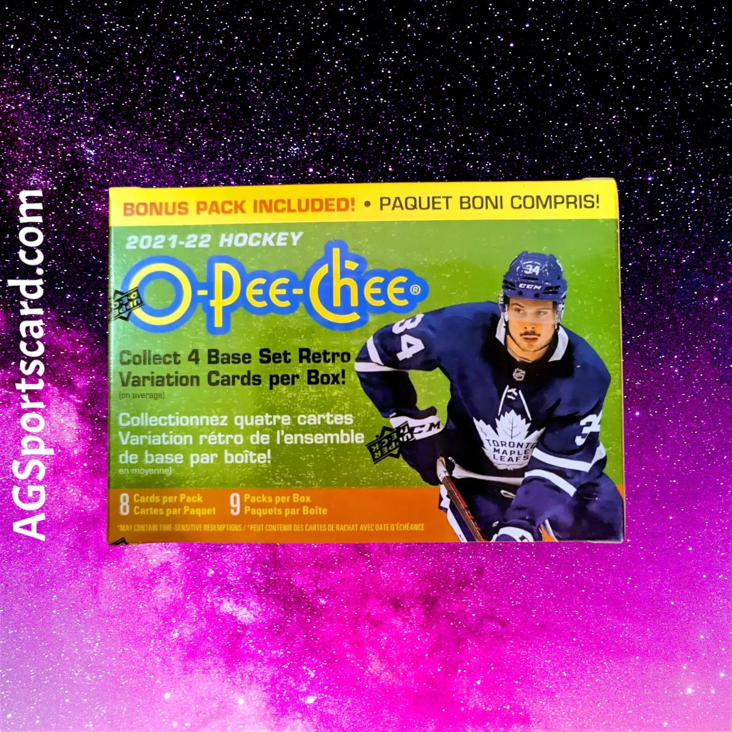 a hockey card with a picture of a hockey player on it