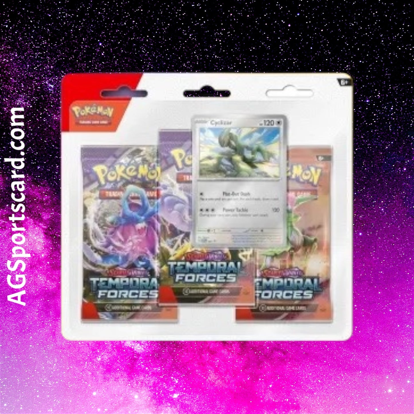 a package of pokemon trading cards with a space background