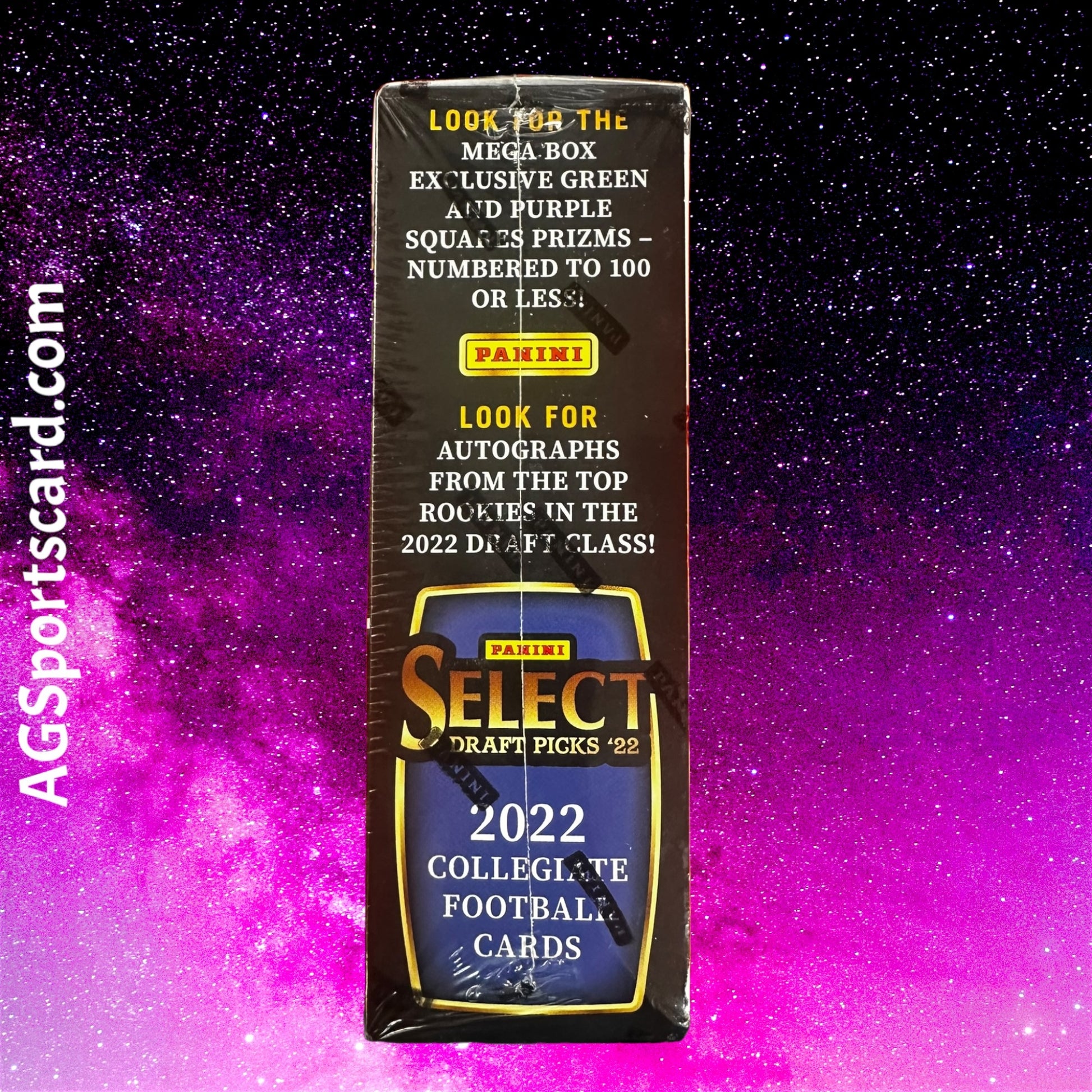 a purple and black banner with the words select on it