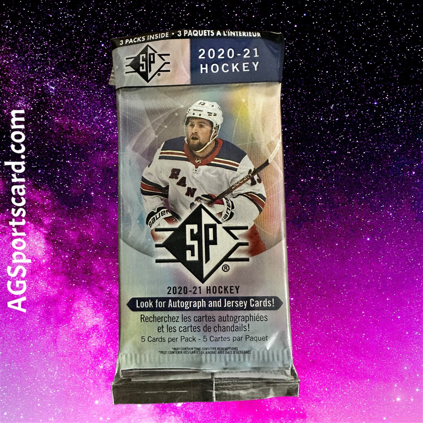 a hockey card with a picture of a hockey player on it