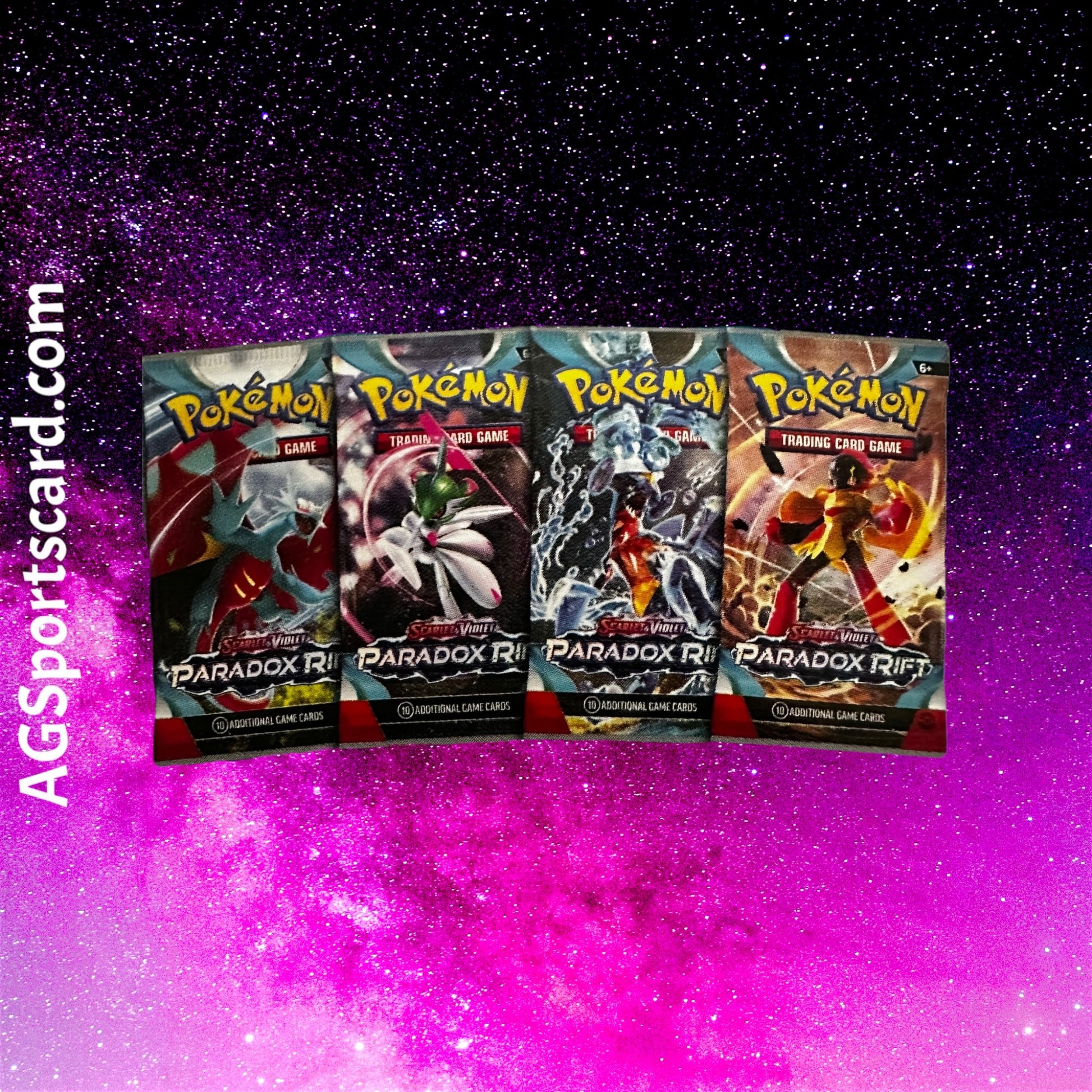 a series of pokemon trading cards on a purple background