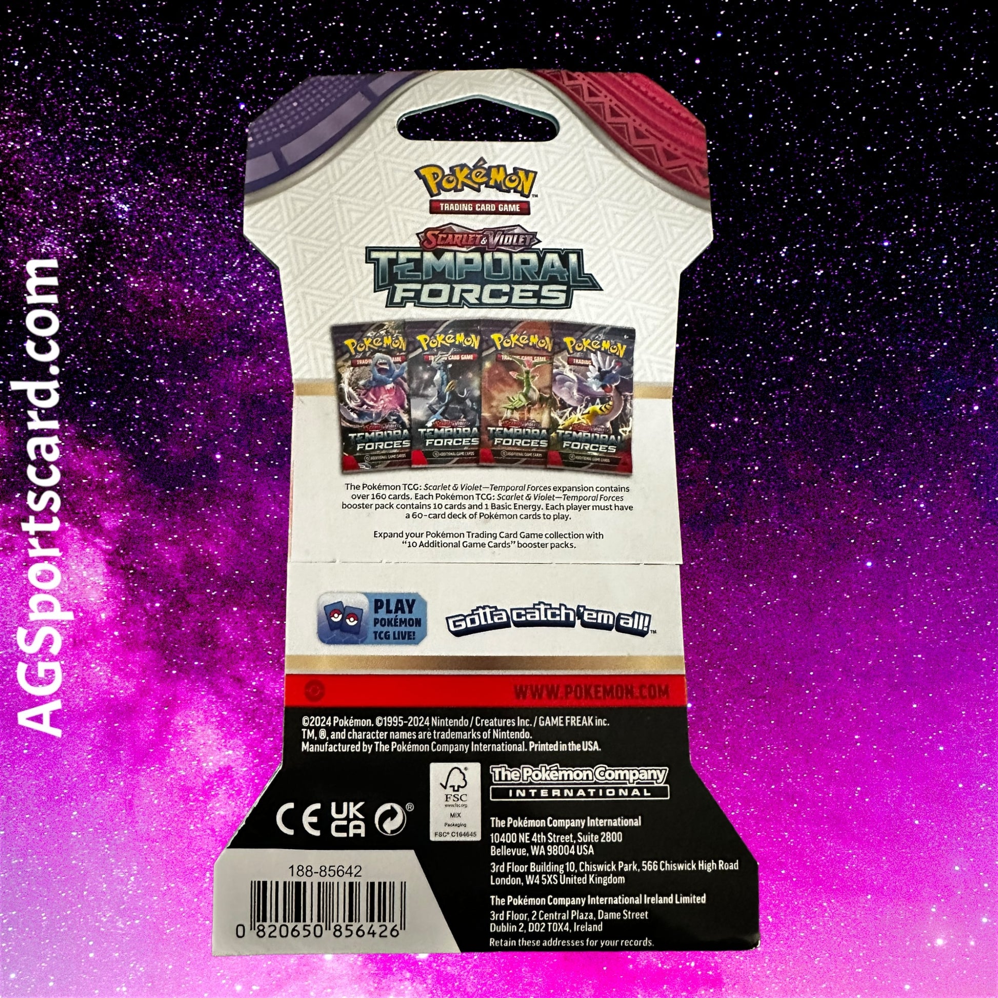 a box of pokemon trading cards on a purple background