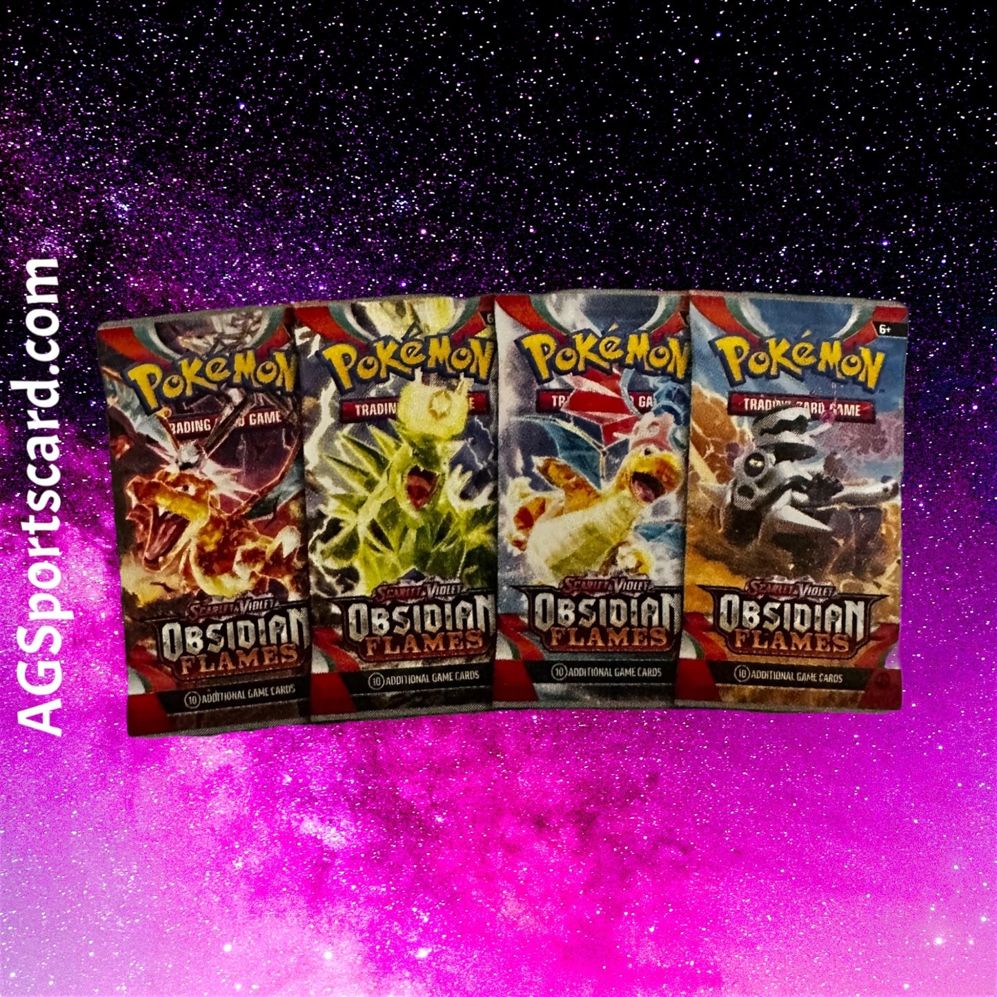 a group of pokemon cards sitting on top of a purple background