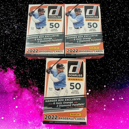 Lot of 3 - 2022 Panini Donruss Baseball 50 Card Hanger Boxes with Holo Orange Cards, Limited Editions