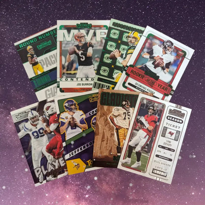 Panini 2022 Contenders NFL Football Cards Cello Fat Pack with Stunning Emerald Parallels