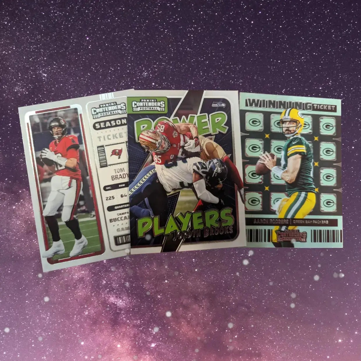 Panini 2022 Contenders NFL Football Cards Cello Fat Pack with Stunning Emerald Parallels