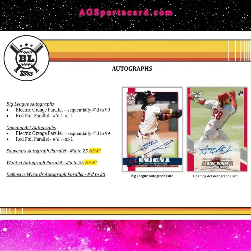 2021 Topps Big League Baseball Hobby Pack - 300-Card Base Set, New Inserts, Autographs, Parallels