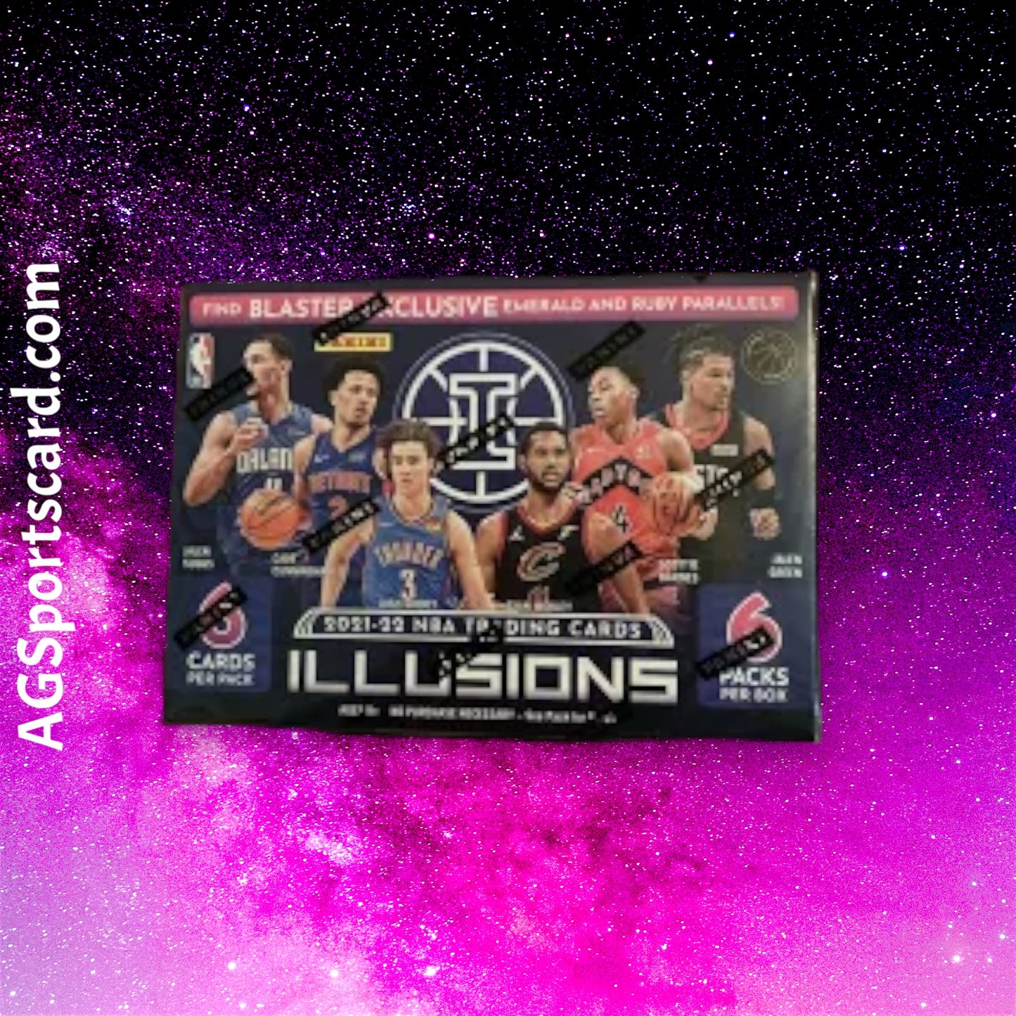 2021/22 Panini Illusions Basketball Blaster Box - 6 Packs with Emerald & Ruby Parallels, Ultra-Rare Inserts